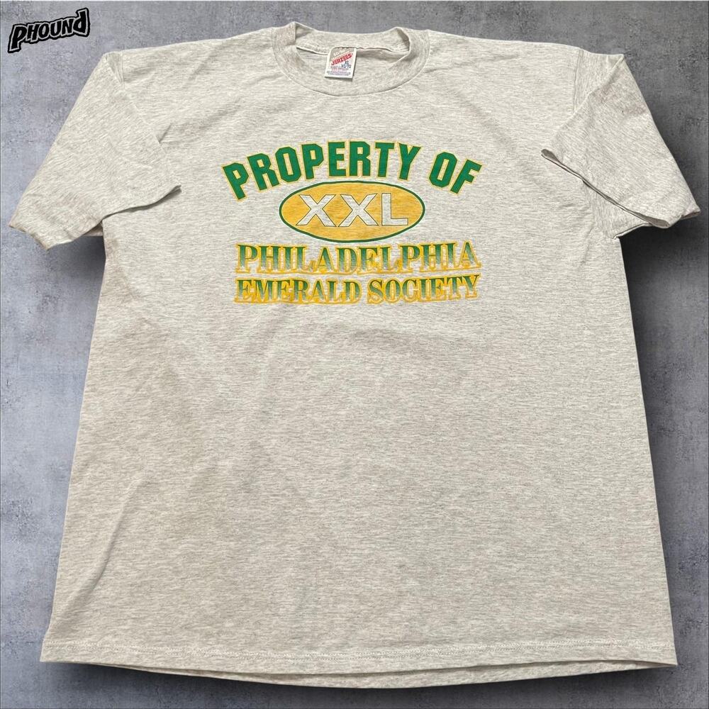 Vintage Philadelphia Emerald Society Shirt Mens XL Gray 50/50 Made USA 90s